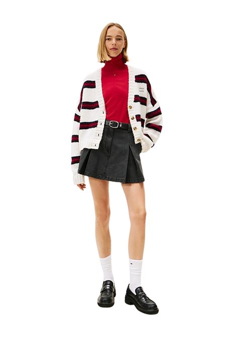 Cardigan relaxed fit a righe con distintivo ANCIENT WHITE Tommy Hilfiger | DW0DW21678YBH